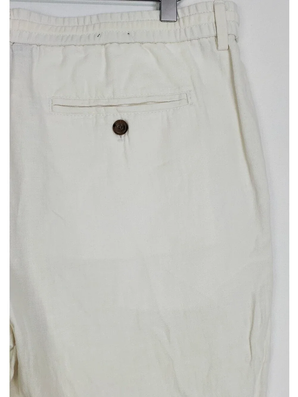 Banana Republic sz 35 athletic fit crop pants linen blend straight leg zip beach